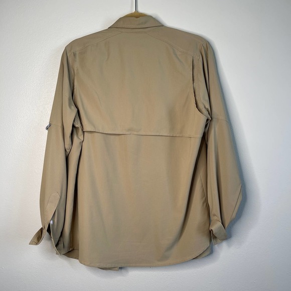 Neutral Long Button down Shirt Size Small Army Cargo Pockets Button Up Travel S - Picture 2 of 9